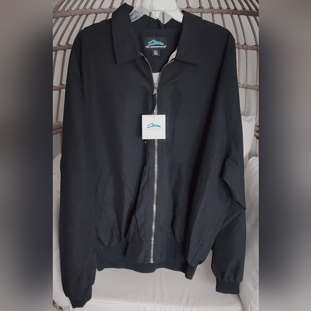 Tri-mountain Men's Black Jacket Zip Close Pockets Size 3XL (NWT)